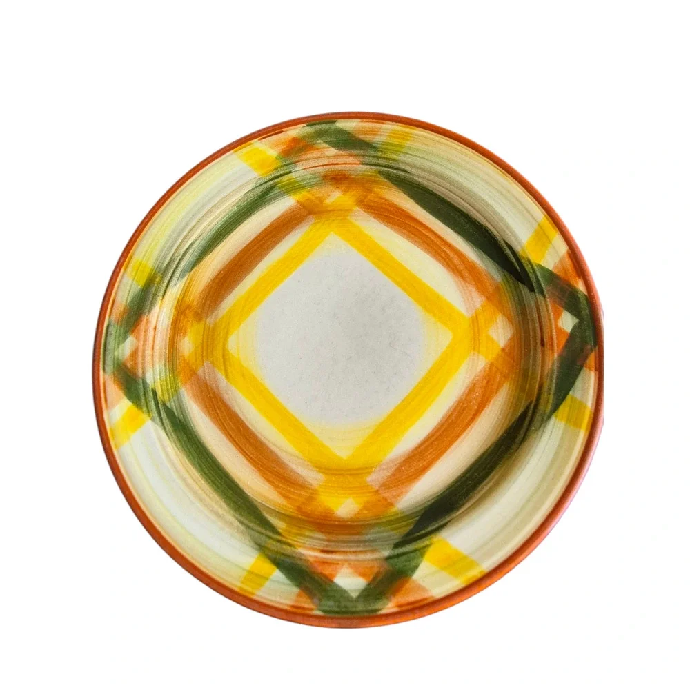 Vintage Vernon Kilns Homespun 7.5 in Salad Plates Cheerful MCM Western USA Lot 2